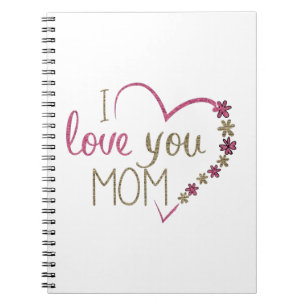 I Liebe You Mama Glitzer Herz Notizblock