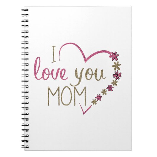 I Liebe You Mama Glitzer Herz Notizblock (Vorderseite)