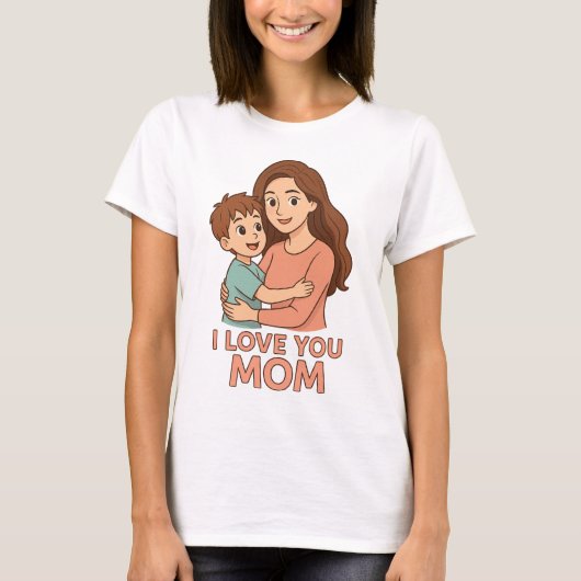 I Liebe You Mama Niedlich Mother and Son Cartoon T T-Shirt (Vorderseite)