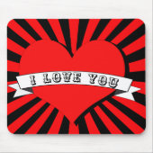 I LIEBE YOU MIT Herz & Band strahlen Mousepad (Vorne)