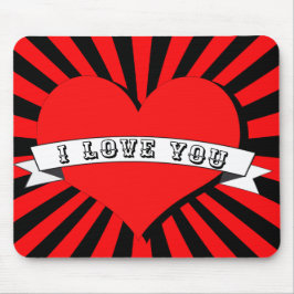 I LIEBE YOU MIT Herz & Band strahlen Mousepad