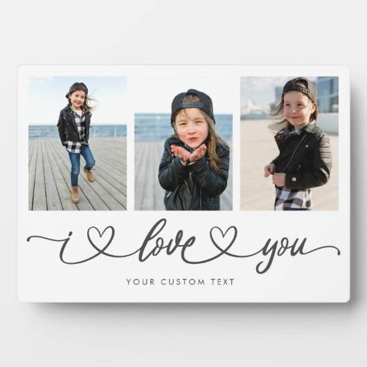 I Liebe You Modern Heart Script Foto Collage Fotoplatte (Vorderseite)