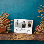 I Liebe You Modern Heart Script Foto Collage Fotoplatte (Seite)