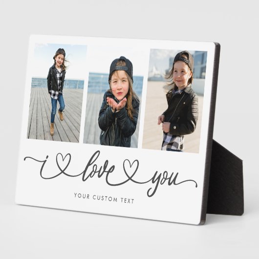 I Liebe You Modern Heart Script Foto Collage Fotoplatte (Seite)