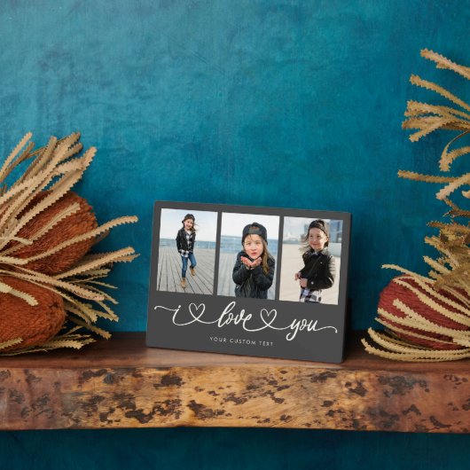 I Liebe You Modern Heart Script Foto Collage Fotoplatte (Seite)