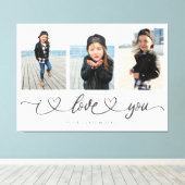 I Liebe You Modern Heart Script Foto Collage Leinwanddruck (Insitu (Holzboden))