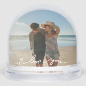 I Liebe You Modern Script Foto Schneekugeln (Rückseite)