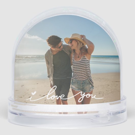 I Liebe You Modern Script Foto Schneekugeln (Rückseite)