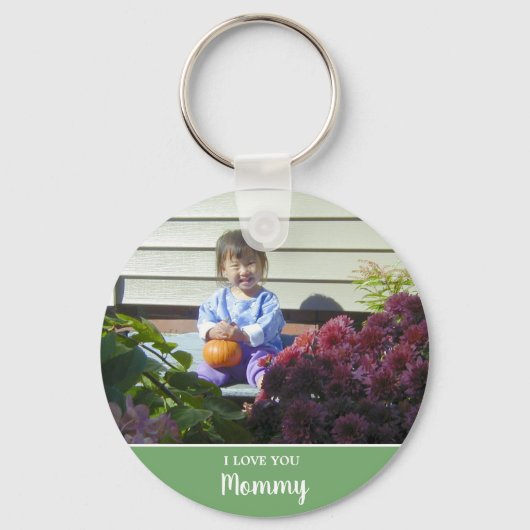 I Liebe You Mommy Modern 2 Foto Green Schlüsselanhänger (Rückseite)