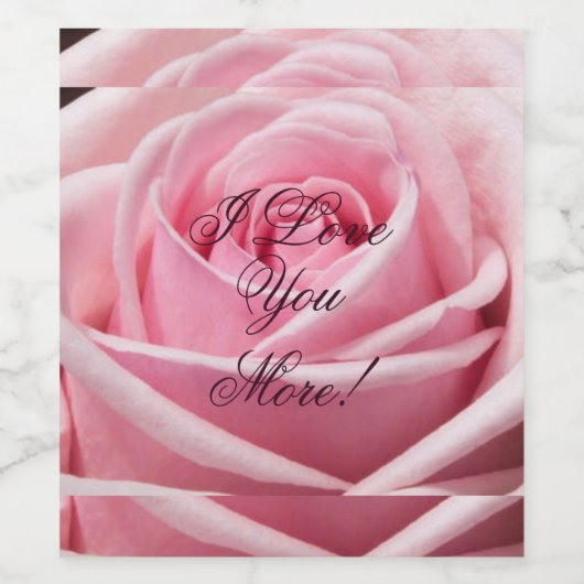 "I Liebe You More" Rosa Rosa Weinetikett (Einzelnes Label)