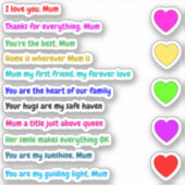 I Liebe You Mum Stickers (Message Gift) Aufkleber (Vorderseite)