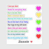 I Liebe You Mum Stickers (Message Gift) Aufkleber (Blatt)