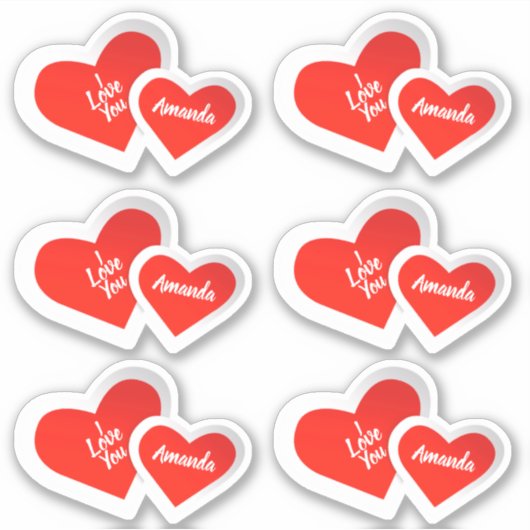 "I Liebe You" Niedliche Valentinherzen .. Personal Aufkleber (Vorderseite)