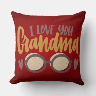 I Liebe You Oma Calligrafy Script Red Kissen