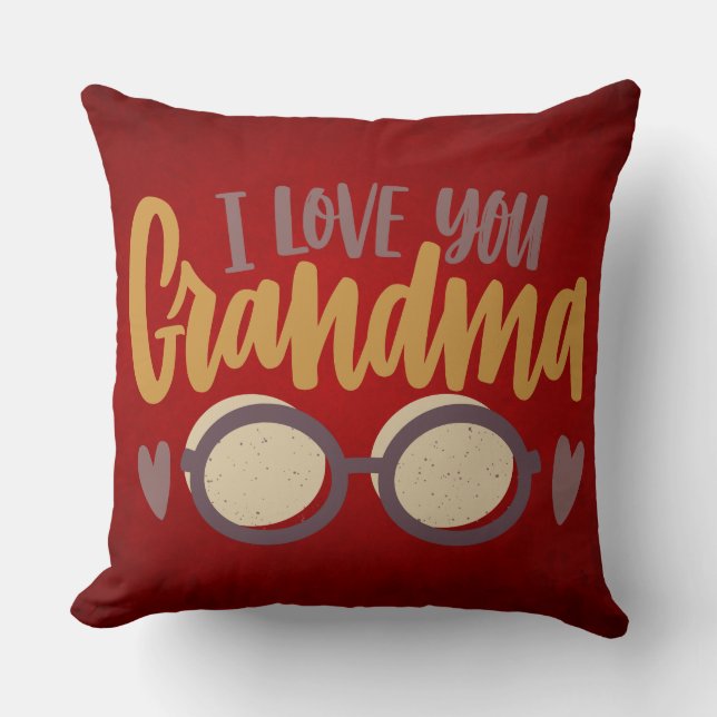 I Liebe You Oma Calligrafy Script Red Kissen (Vorderseite)