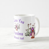 I Liebe You Oma Niedlich Bird Blume Personalisiert Kaffeetasse (VorderseiteRechts)