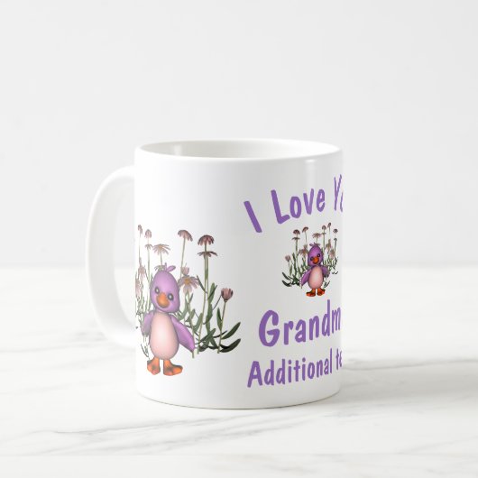 I Liebe You Oma Niedlich Bird Blume Personalisiert Kaffeetasse (Vorderseite Links)