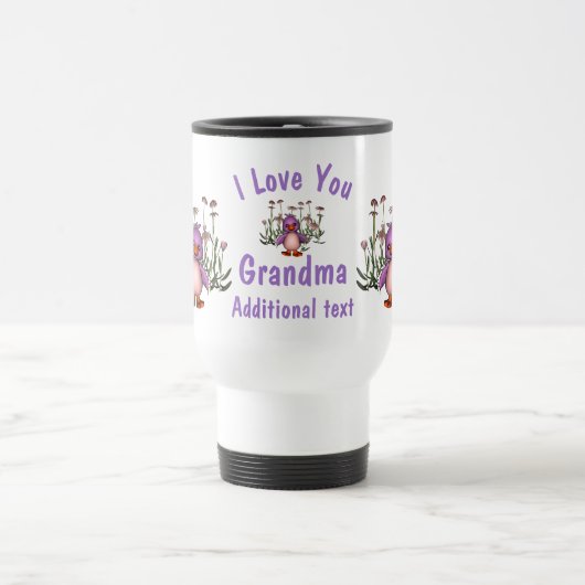I Liebe You Oma Niedlich Bird Blume Personalisiert Reisebecher (Mittel)