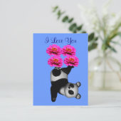 I Liebe You Panda Bear Blume Foto Postcard Postkarte (Stehend Vorderseite)