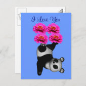 I Liebe You Panda Bear Blume Foto Postcard Postkarte (Vorne/Hinten)