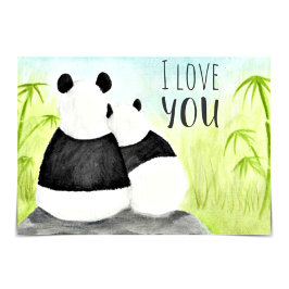 "I Liebe You" Pandas Bamboo Wasserfarbkarte Karte