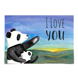 "I Liebe You" Pandas Twilight Watercolor Card Karte