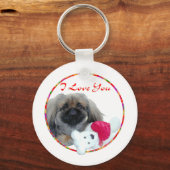 I Liebe You Pekingese Pup Schlüsselanhänger (Vorderseite)