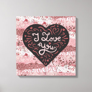 I Liebe You Pink Heart Canvas Print Leinwanddruck