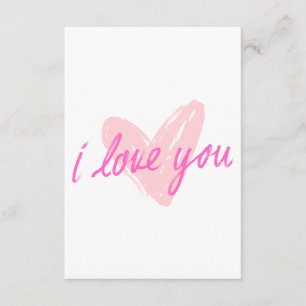 I Liebe You" Pink Heart Design Begleitkarte