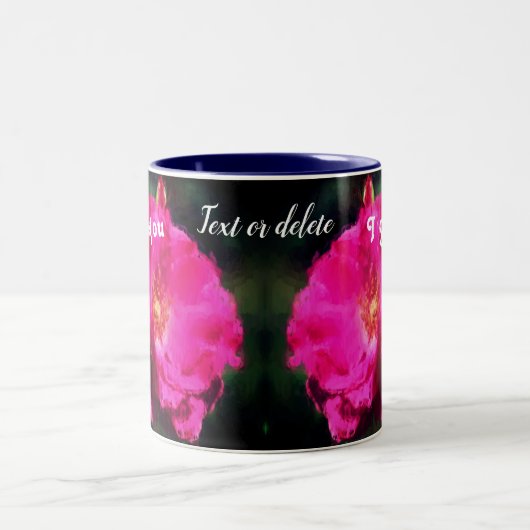 I Liebe You Pink Rose Art Personalisiert Zweifarbige Tasse (Mittel)
