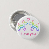 "I Liebe You" Rainbow Balloon Dogbutton Button (Vorne & Hinten)