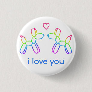 "I Liebe You" Rainbow Balloon Dogbutton Button