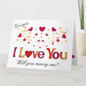 I LIEBE YOU Red Heart Gold Ribbon Heiratsvorschlag Karte (Vorderseite)