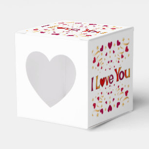 I LIEBE YOU Red Heart Gold Ribbon Vintag Valentine Geschenkschachtel