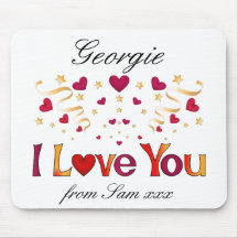 I LIEBE YOU Red Heart Gold Ribbon Vintag Valentine