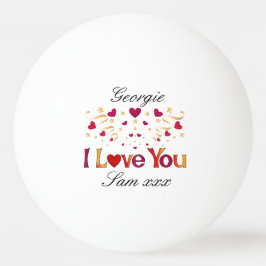 I LIEBE YOU Red Heart Gold Ribbon Vintag Valentine Tischtennisball