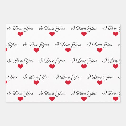 I Liebe You Red Hearts Komfortables Niedliches Adu Geschenkpapier Set (Vorderseite 3)