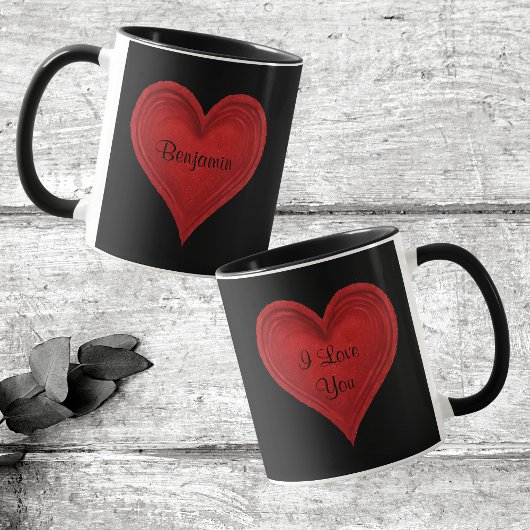 I Liebe You Red Minimalistisch Heart Black Name Tasse
