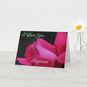 I Liebe You Red Rosenknospe Blumen Personalisiert Karte