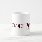I Liebe You Romantic Pink Lipstick Kiss Typografie Kaffeetasse (Mittel)
