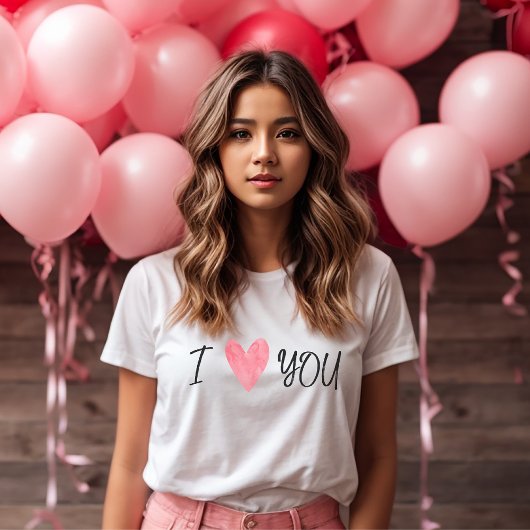 "I Liebe You" Romantische Wasserfarbenherzen T-Shirt