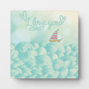 I Liebe You Sailboat Fotoplatte
