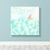 I Liebe You Sailboat Leinwanddruck (Insitu (Holzboden))