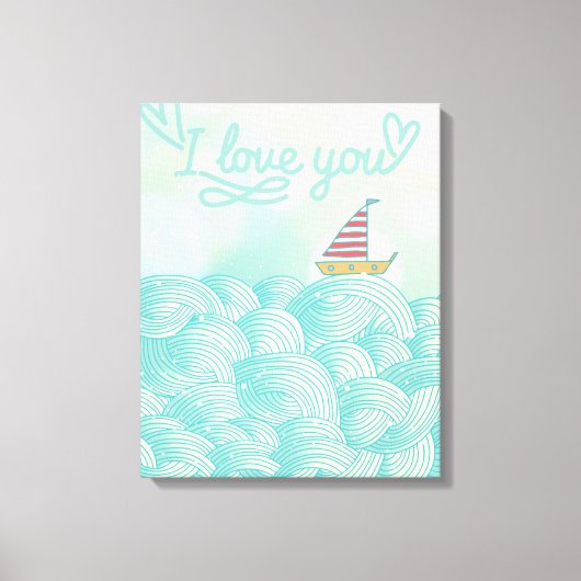I Liebe You Sailboat Leinwanddruck (Vorderseite)