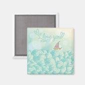 I Liebe You Sailboat Magnet (Vorderseite/Rückseite)