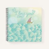 I Liebe You Sailboat Notizbuch (Vorderseite)