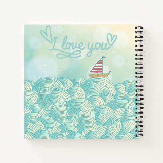 I Liebe You Sailboat Notizbuch (Rückseite)