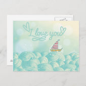 I Liebe You Sailboat Postkarte (Vorne/Hinten)