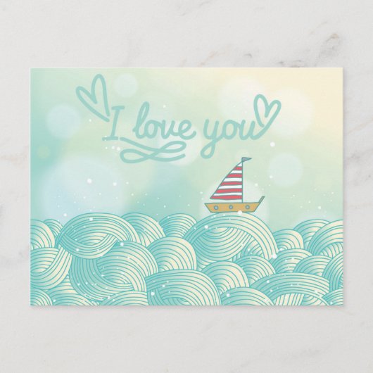 I Liebe You Sailboat Postkarte (Vorderseite)