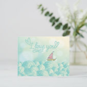 I Liebe You Sailboat Postkarte (Stehend Vorderseite)